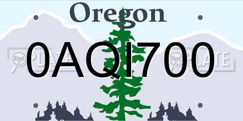 0AQI700 Oregon License Plate