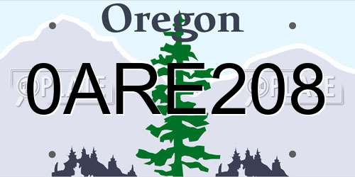 0ARE208 Oregon License Plate