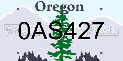 0AS427 Oregon License Plate
