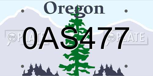 0AS477 Oregon License Plate