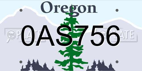 0AS756 Oregon License Plate