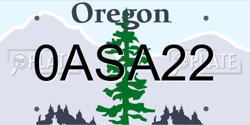 0ASA22 Oregon License Plate