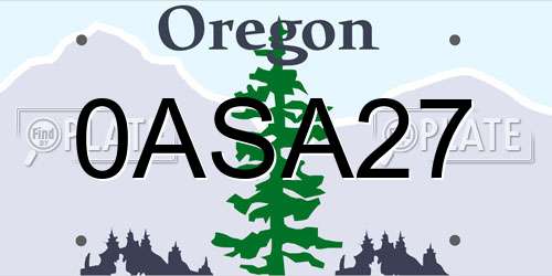 0ASA27 Oregon License Plate