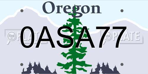 0ASA77 Oregon License Plate
