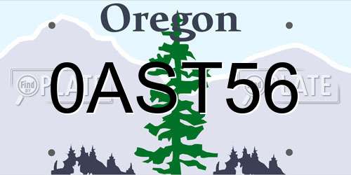 0AST56 Oregon License Plate