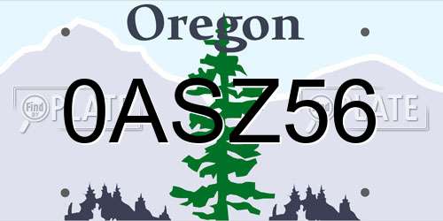 0ASZ56 Oregon License Plate