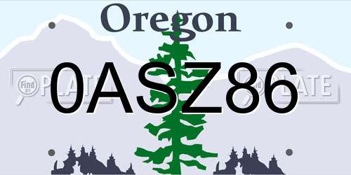 0ASZ86 Oregon License Plate