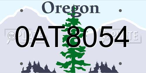 0AT8054 Oregon License Plate
