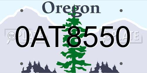 0AT8550 Oregon License Plate
