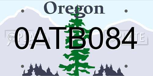 0ATB084 Oregon License Plate