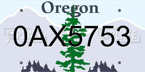 0AX5753 Oregon License Plate