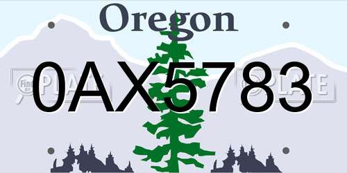 0AX5783 Oregon License Plate