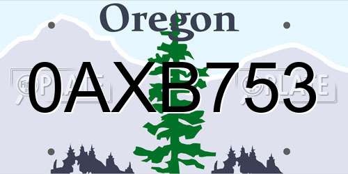 0AXB753 Oregon License Plate