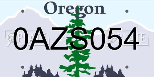 0AZS054 Oregon License Plate