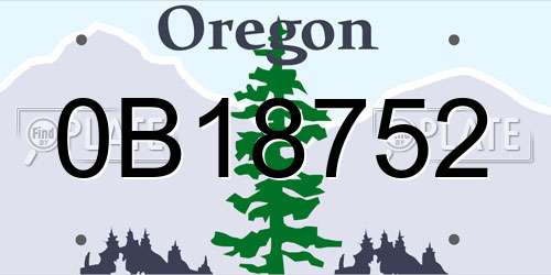 0B18752 Oregon License Plate