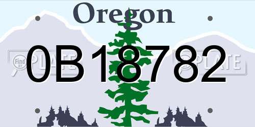 0B18782 Oregon License Plate