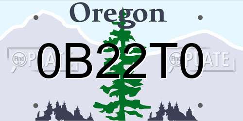 0B22T0 Oregon License Plate