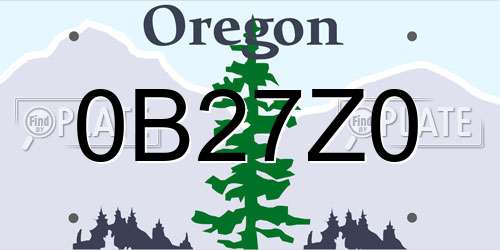 0B27Z0 Oregon License Plate