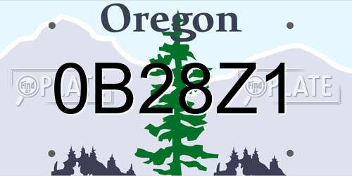 0B28Z1 Oregon License Plate