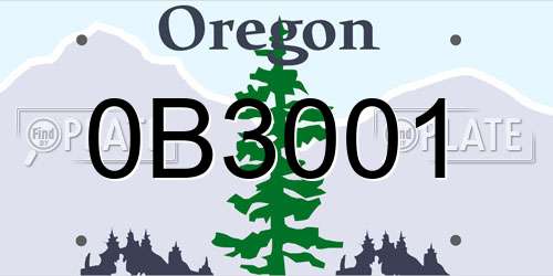 0B3001 Oregon License Plate