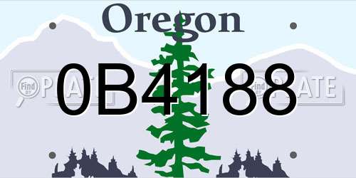 0B4188 Oregon License Plate