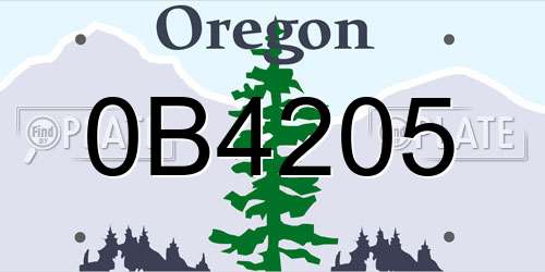 0B4205 Oregon License Plate