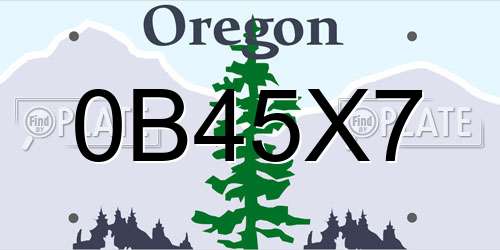0B45X7 Oregon License Plate