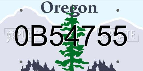 0B54755 Oregon License Plate