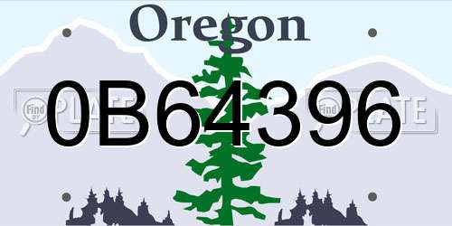 0B64396 Oregon License Plate