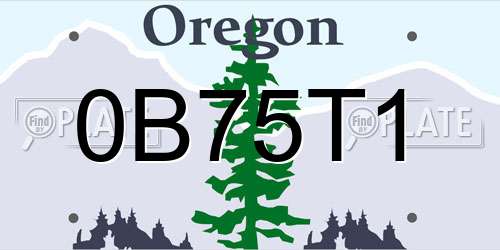 0B75T1 Oregon License Plate