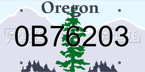 0B76203 Oregon License Plate