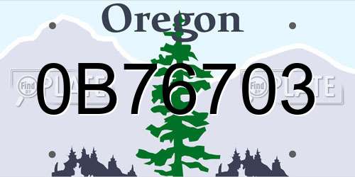 0B76703 Oregon License Plate