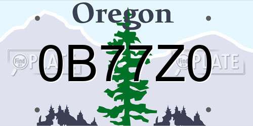 0B77Z0 Oregon License Plate