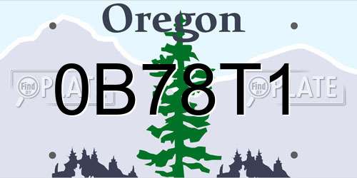 0B78T1 Oregon License Plate