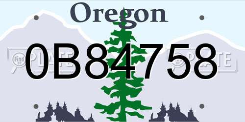 0B84758 Oregon License Plate