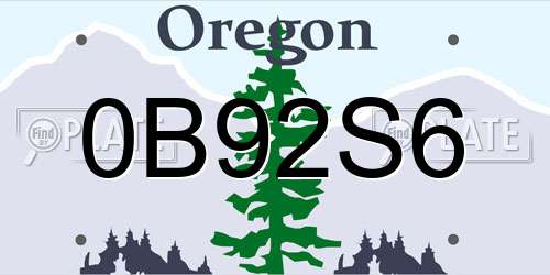 0B92S6 Oregon License Plate