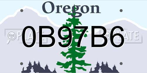 0B97B6 Oregon License Plate