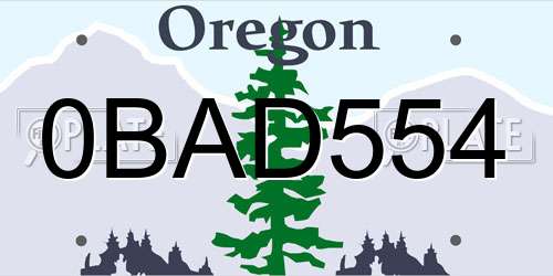 0BAD554 Oregon License Plate