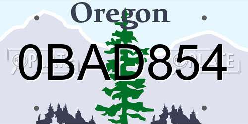 0BAD854 Oregon License Plate