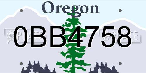0BB4758 Oregon License Plate