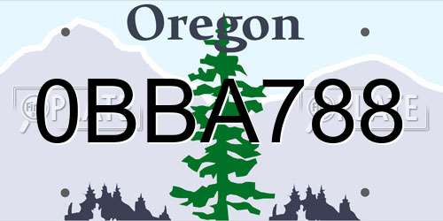 0BBA788 Oregon License Plate