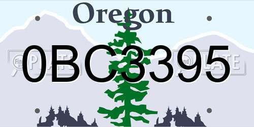 0BC3395 Oregon License Plate