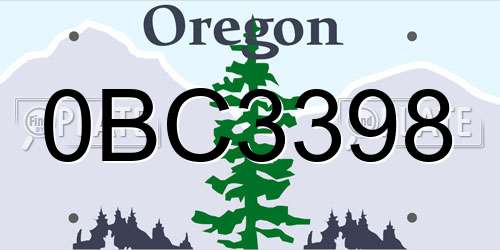 0BC3398 Oregon License Plate