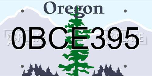 0BCE395 Oregon License Plate
