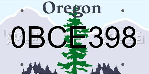 0BCE398 Oregon License Plate
