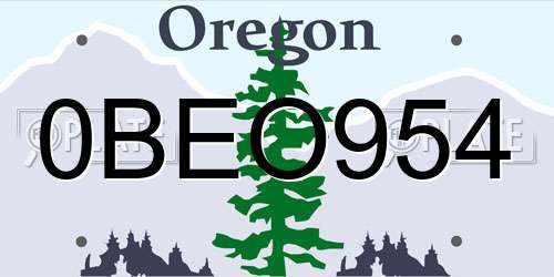 0BEO954 Oregon License Plate