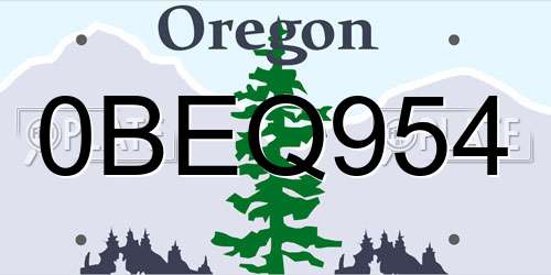 0BEQ954 Oregon License Plate