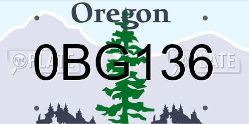 0BG136 Oregon License Plate