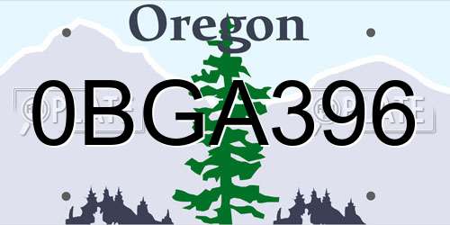 0BGA396 Oregon License Plate