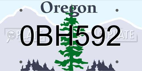 0BH592 Oregon License Plate